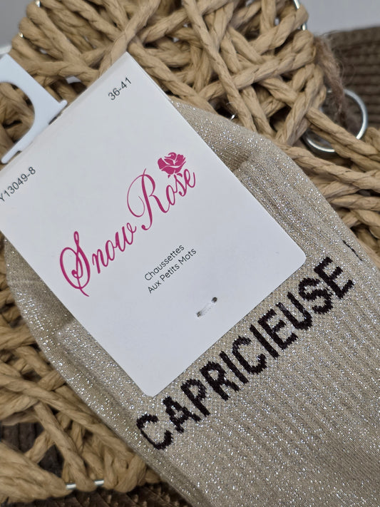 CAPRICIEUSE - Chaussette à Paillette Beige
