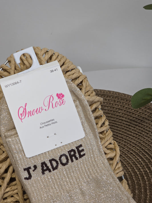 J'ADORE - Chaussette à Paillette Beige