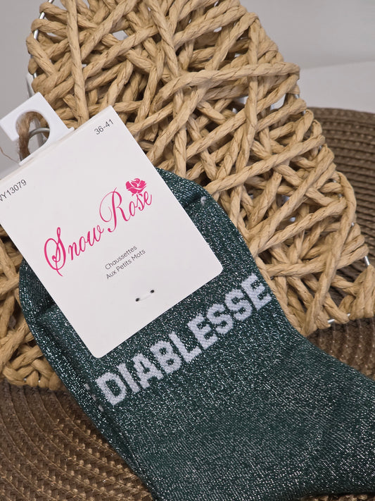 DIABLESSE - Chaussette à Paillette Vert