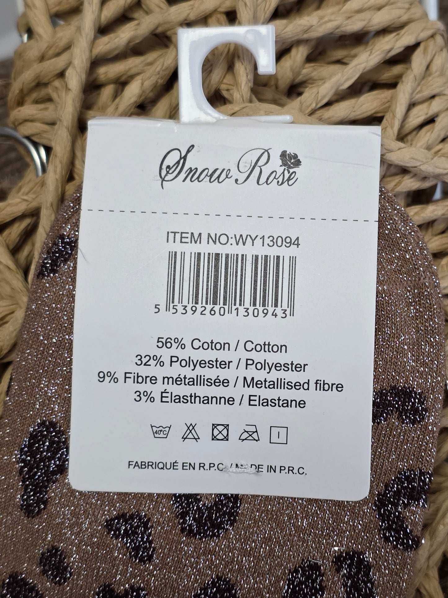 DIVA - Chaussette à Paillette Léopard Marron