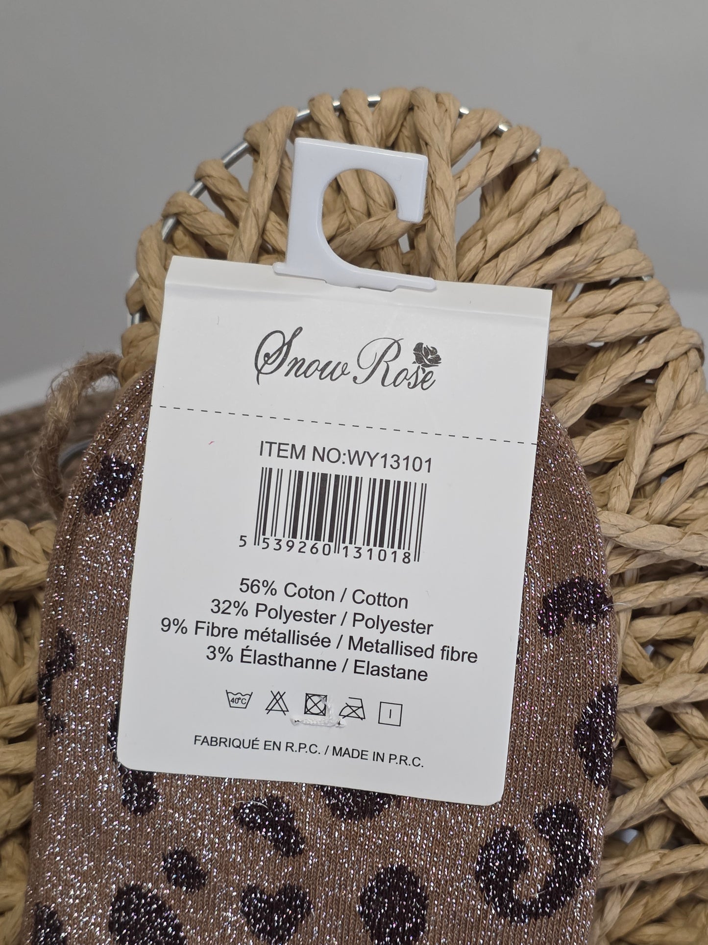 SAUVAGE - Chaussette à Paillette Léopard Marron