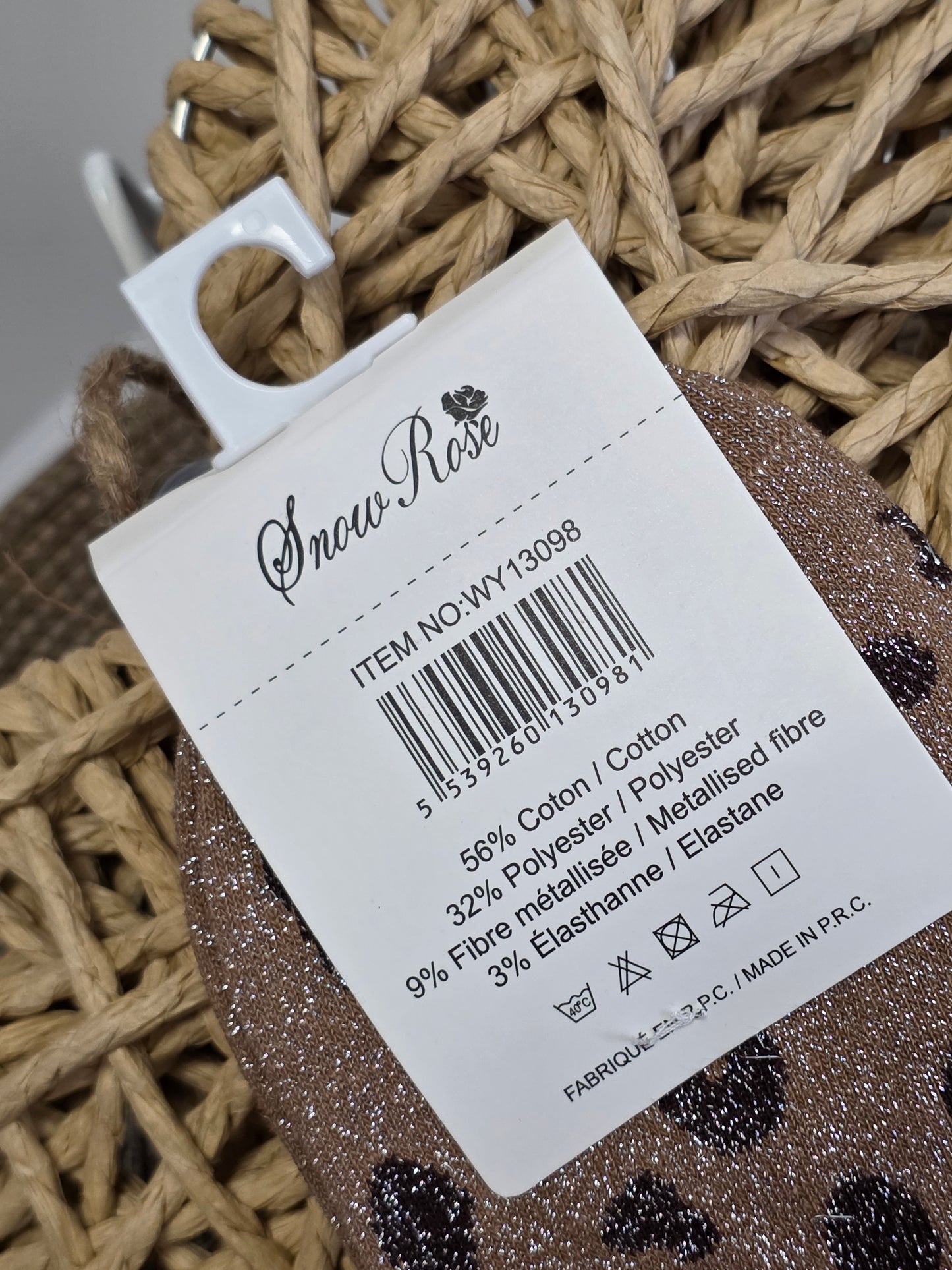 BOUDEUSE - Chaussette à Paillette Léopard Marron