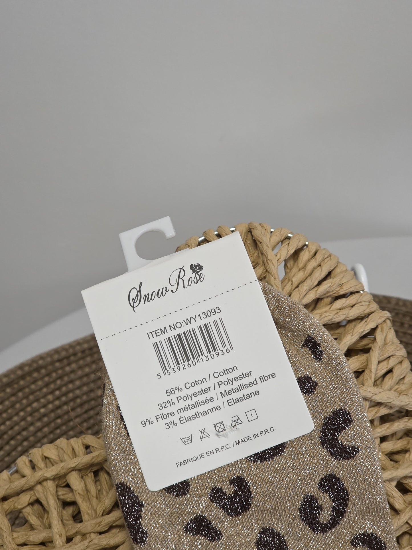 INSOLENTE - Chaussette à Paillette Léopard Beige