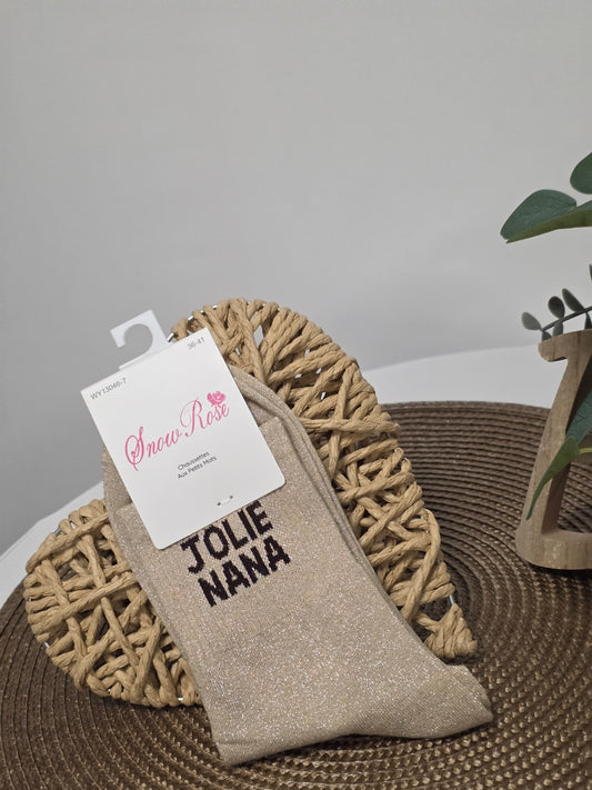 JOLIE NANA - Chaussette à Paillette Beige