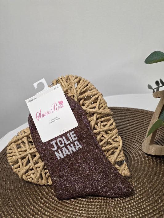 JOLIE NANA - Chaussette à Paillette Marron