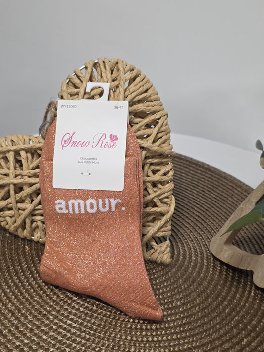 AMOUR - Chaussette à Paillette Orange