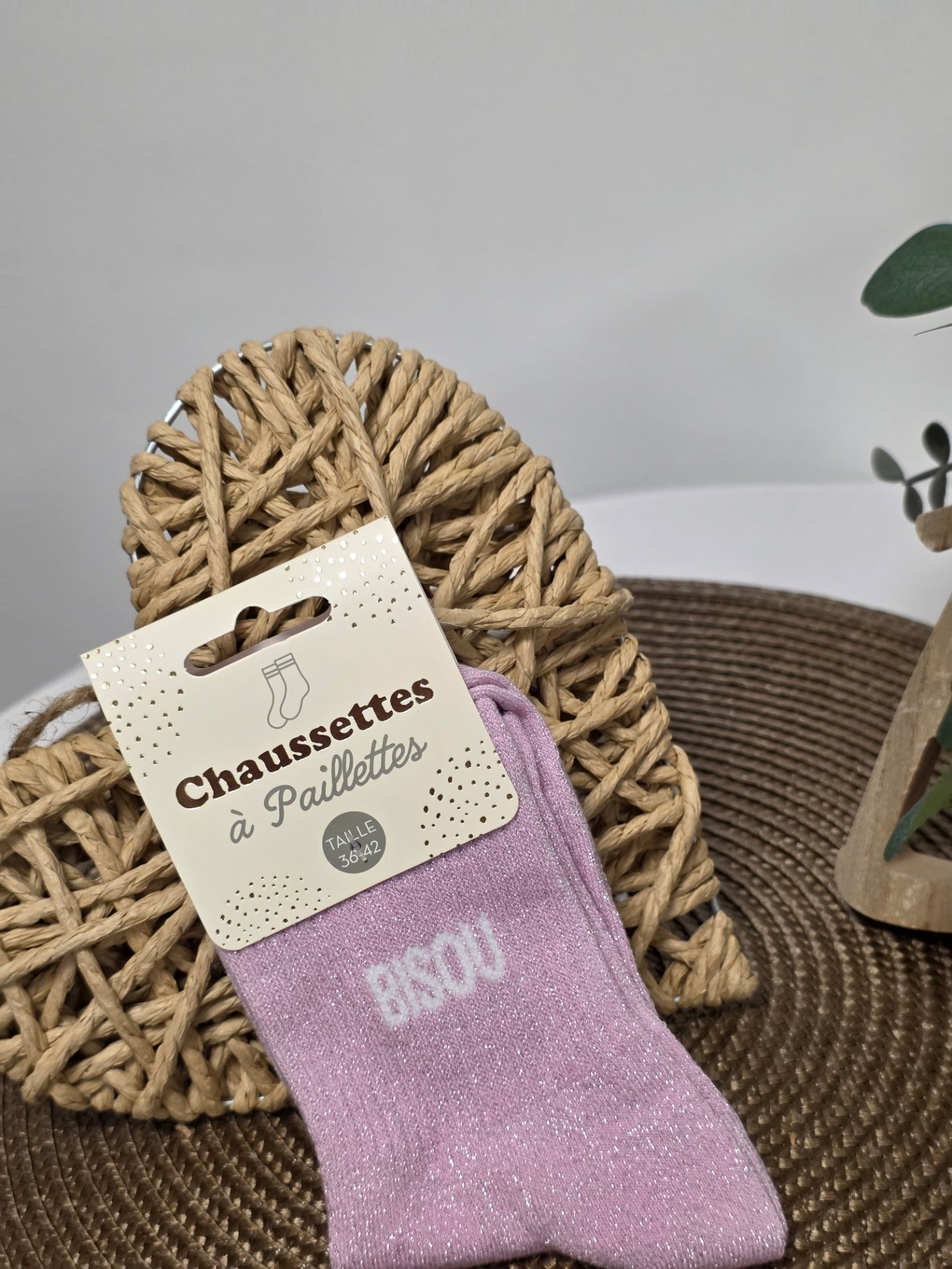 BISOU - Chaussette à Paillette Rose