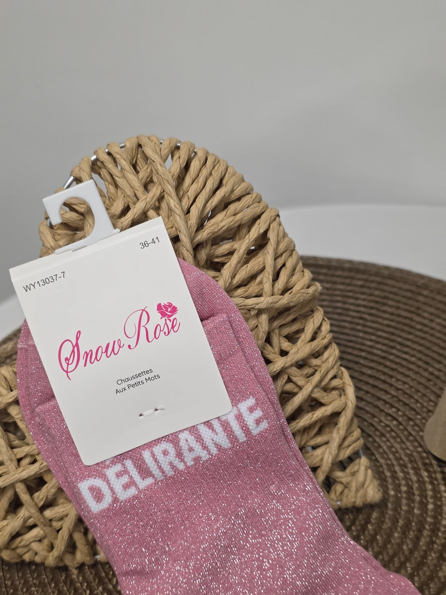 DELIRANTE - Chaussette à Paillette Rose