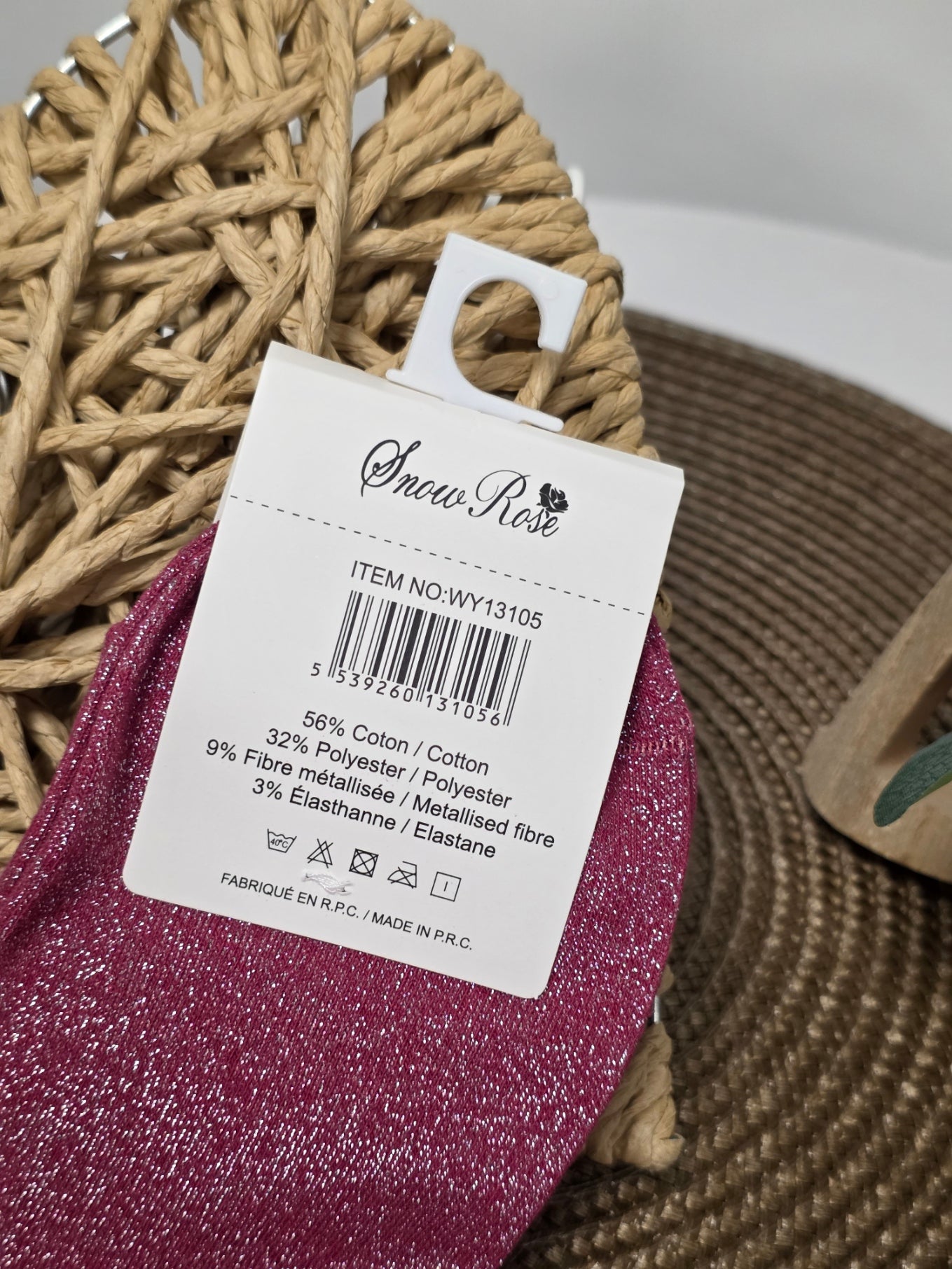 TATA - Chaussette à Paillette Rouge Grenat