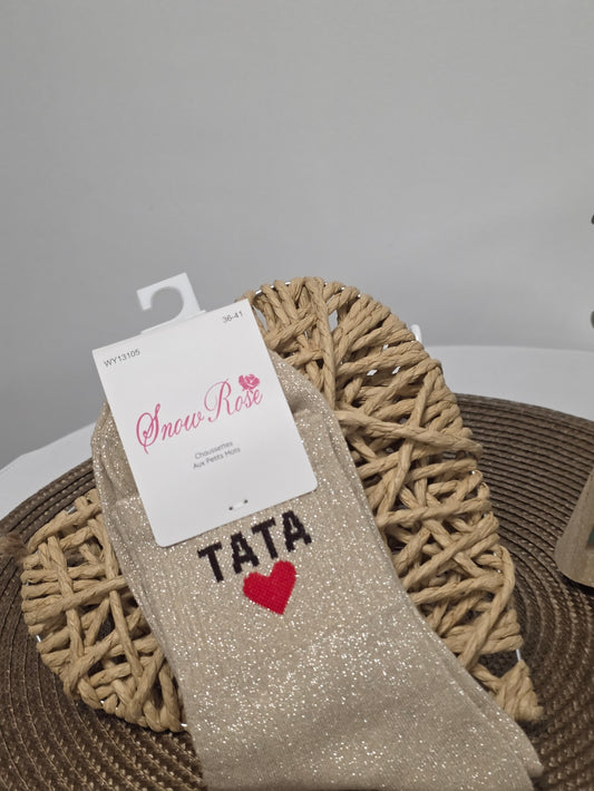 TATA - Chaussette à Paillette Beige