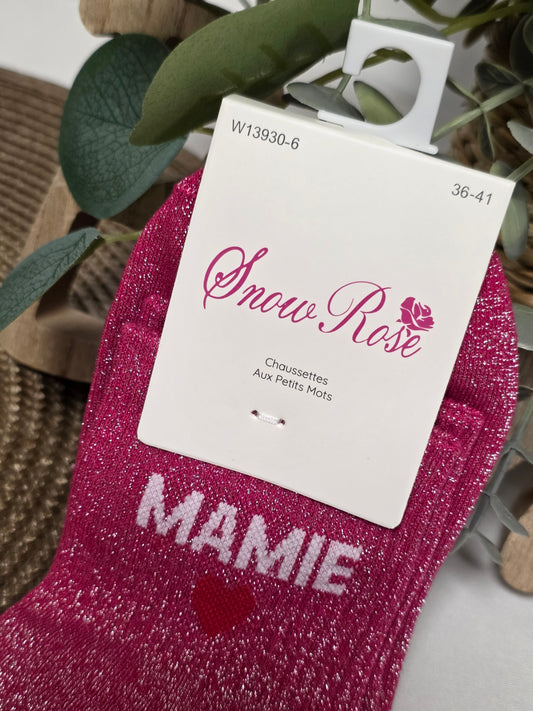 MAMIE - Chaussette à Paillette Fuchsia