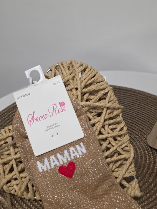 Maman - Chaussette à Paillette Camel