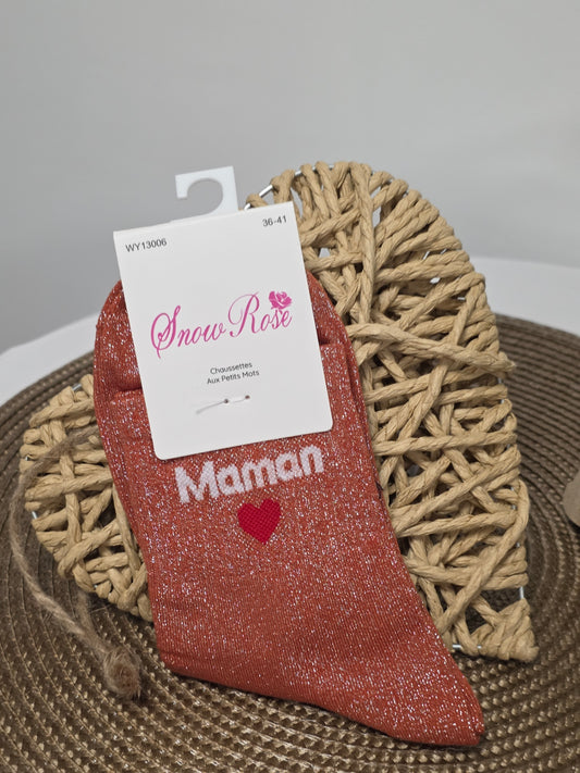 Maman - Chaussette à Paillette Orange