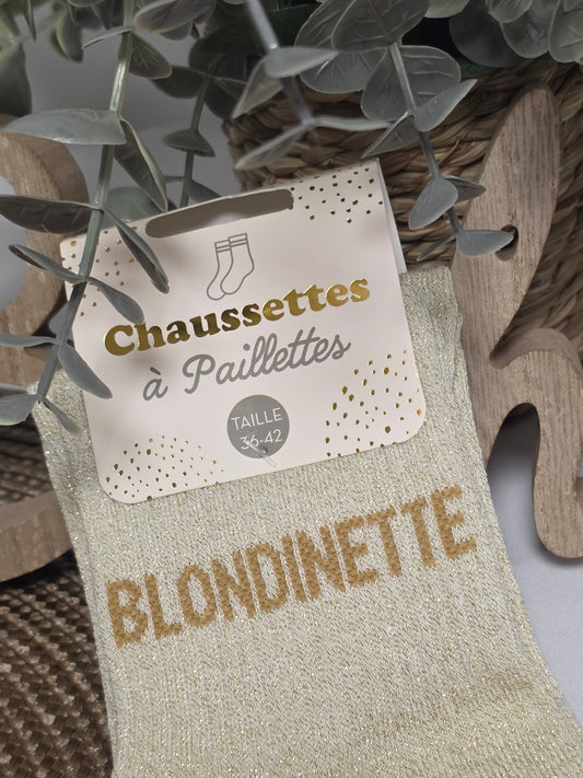 BLONDINETTE - Chaussette à Paillette Beige