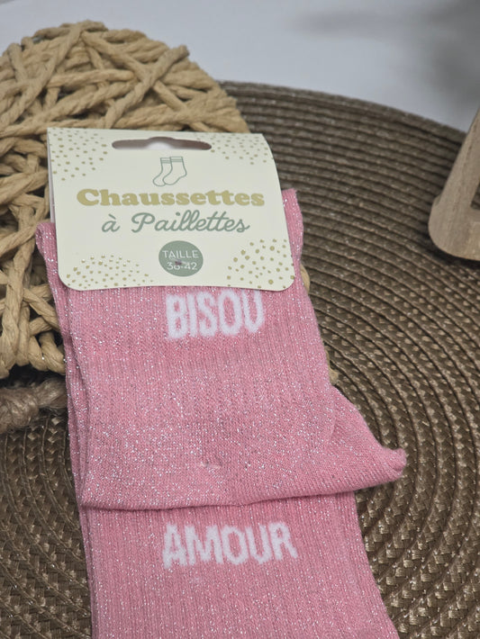 BISOU AMOUR - Chaussette à Paillette Duo
