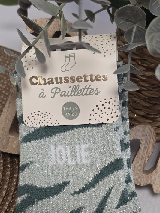 JOLIE - Chaussette à Paillette Léopard