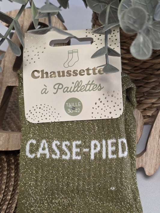 CASSE PIED - Chaussette à Paillette Vert