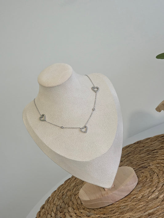 Pendentif Trio de Cœur Argenté