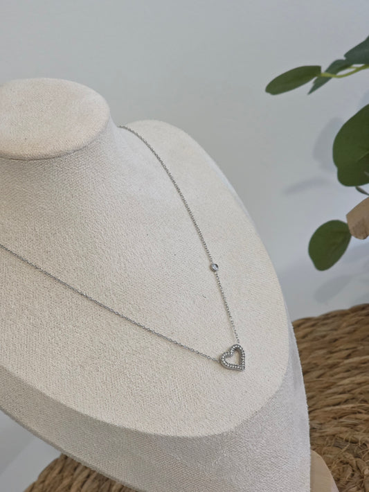 Pendentif Cœur à Strass Argenté