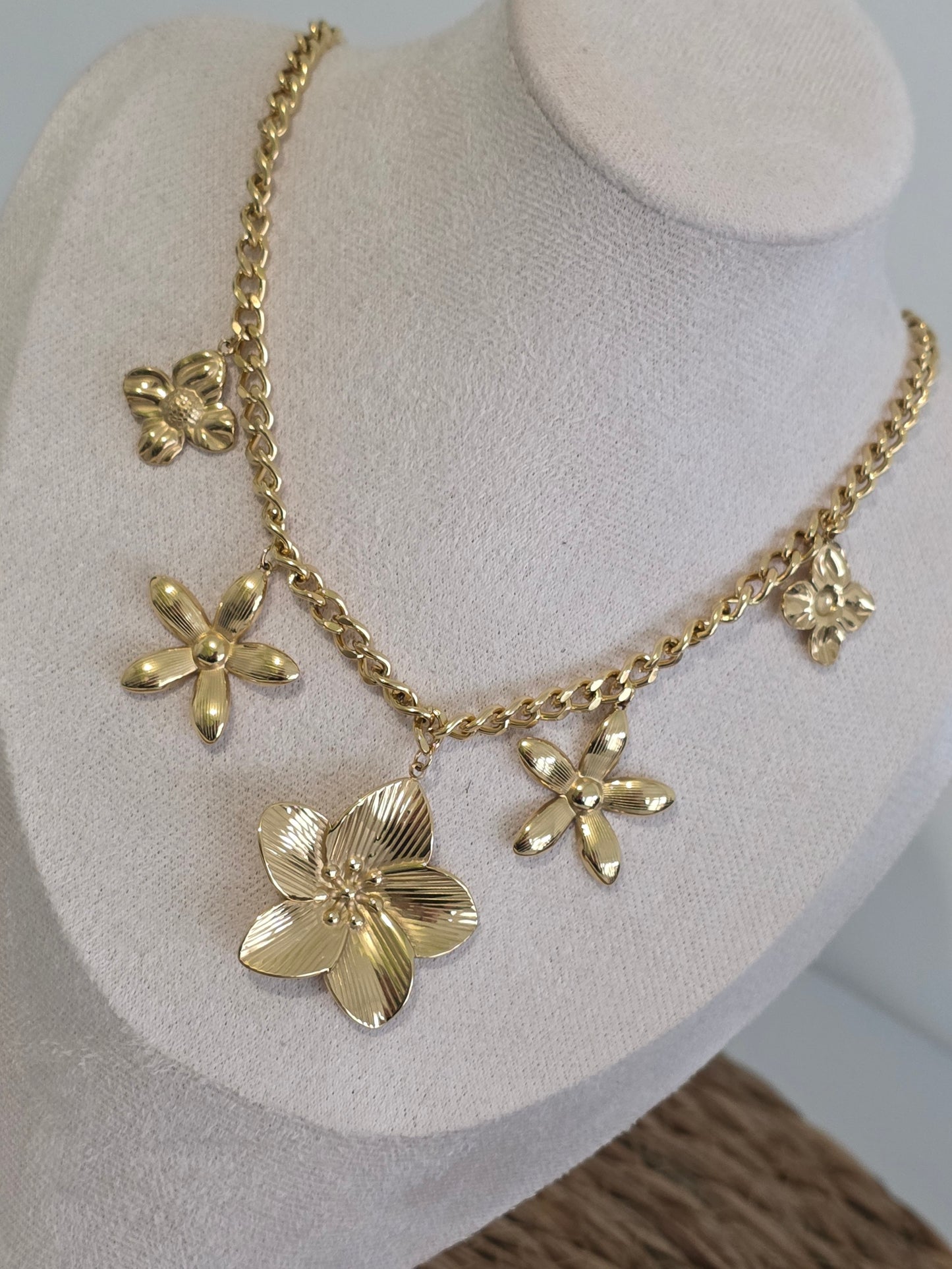 Pendentif Breloque Fleur Doré