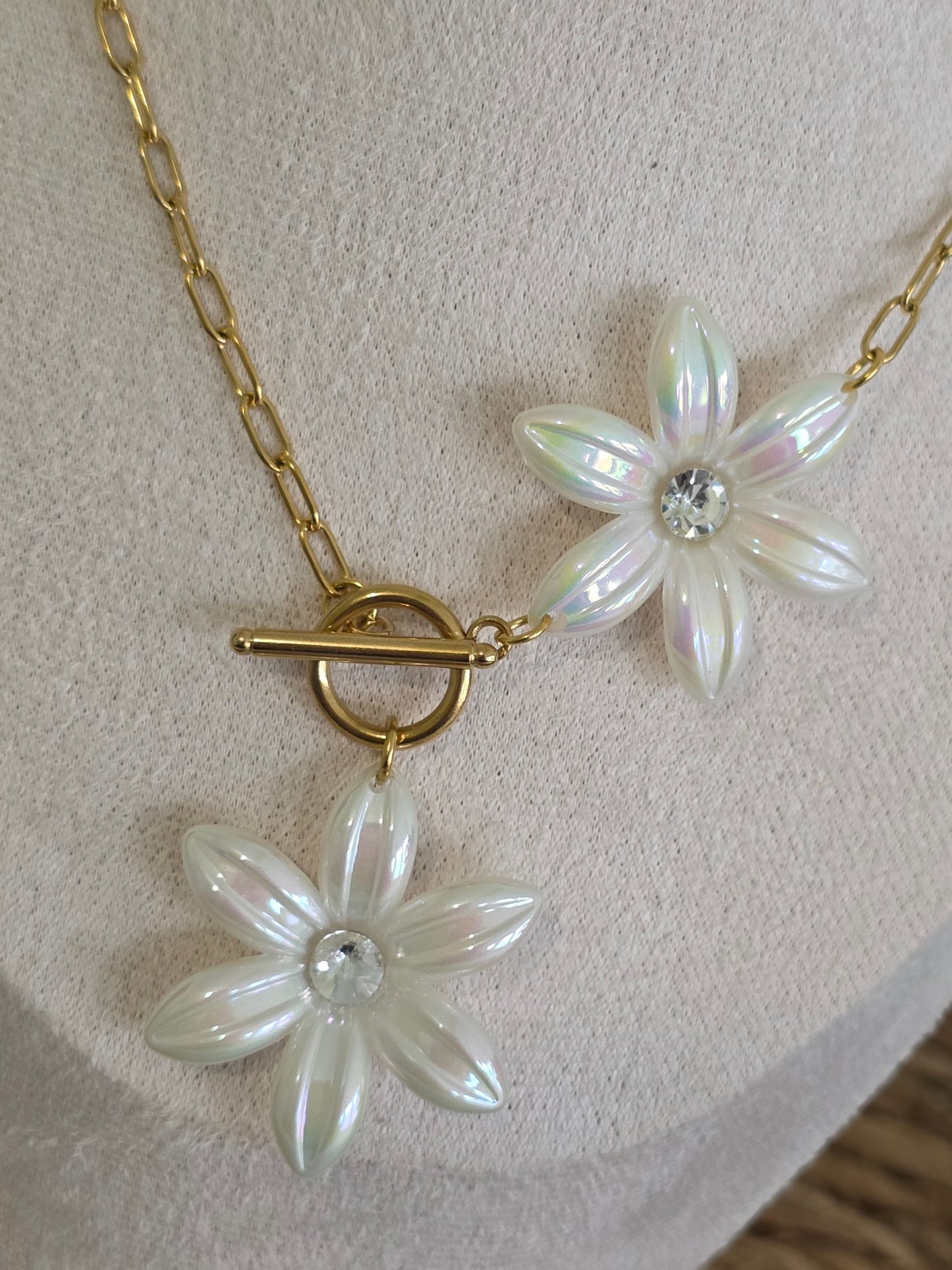 Pendentif Breloque Fleur Blanche