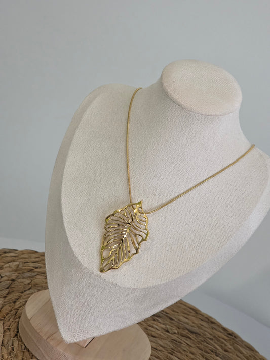 Pendentif Feuille Doré