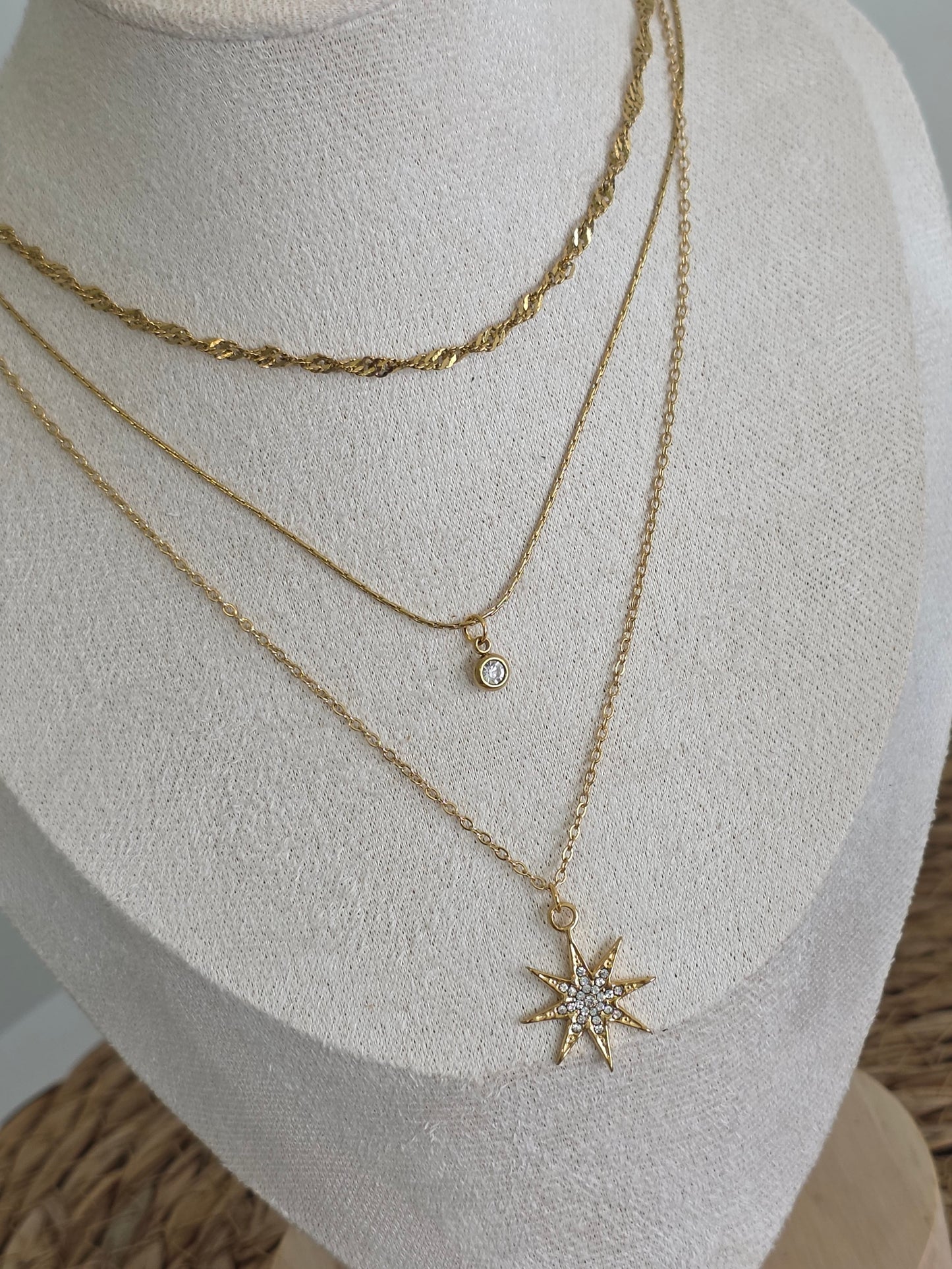 Ensemble 3 Pendentifs doré Etoilé