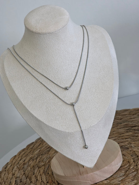 Ensemble Pendentif Boule Argenté