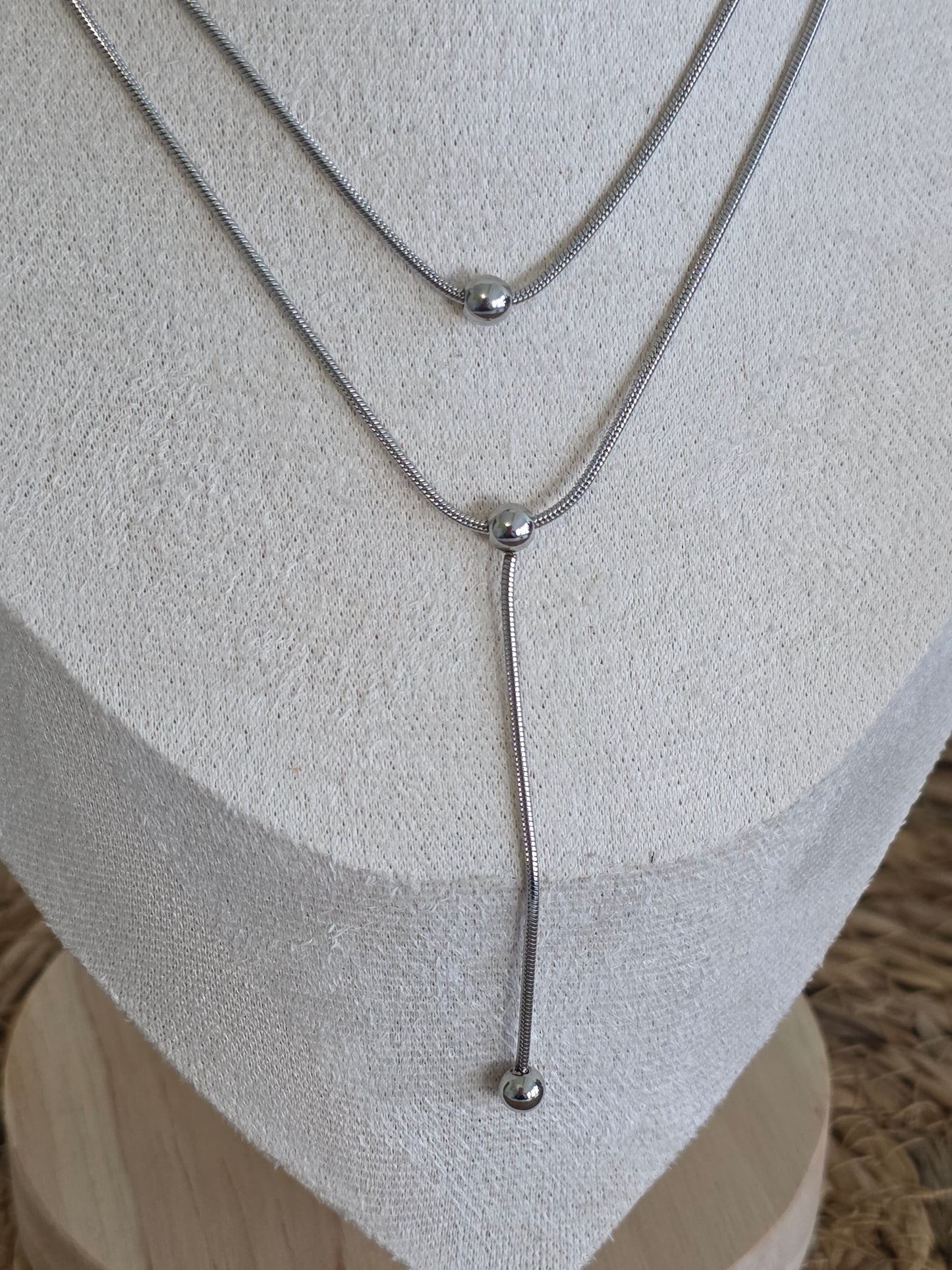 Ensemble Pendentif Boule Argenté