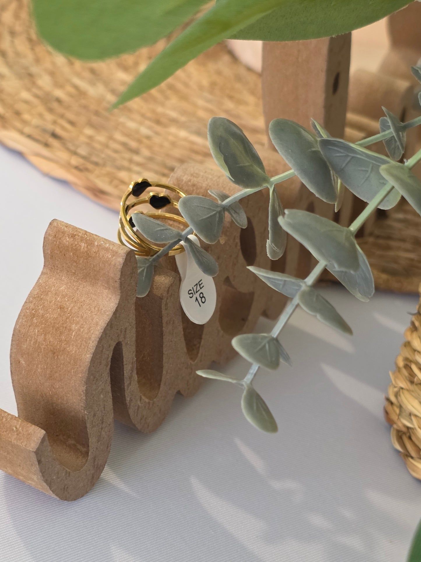 Nos Bagues Cœur Noir Doré