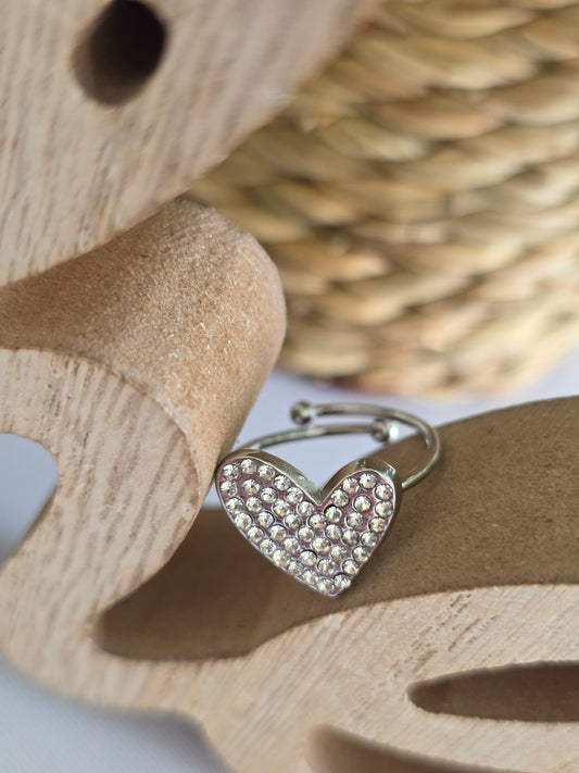 Nos Bagues Coeur Strass Argenté