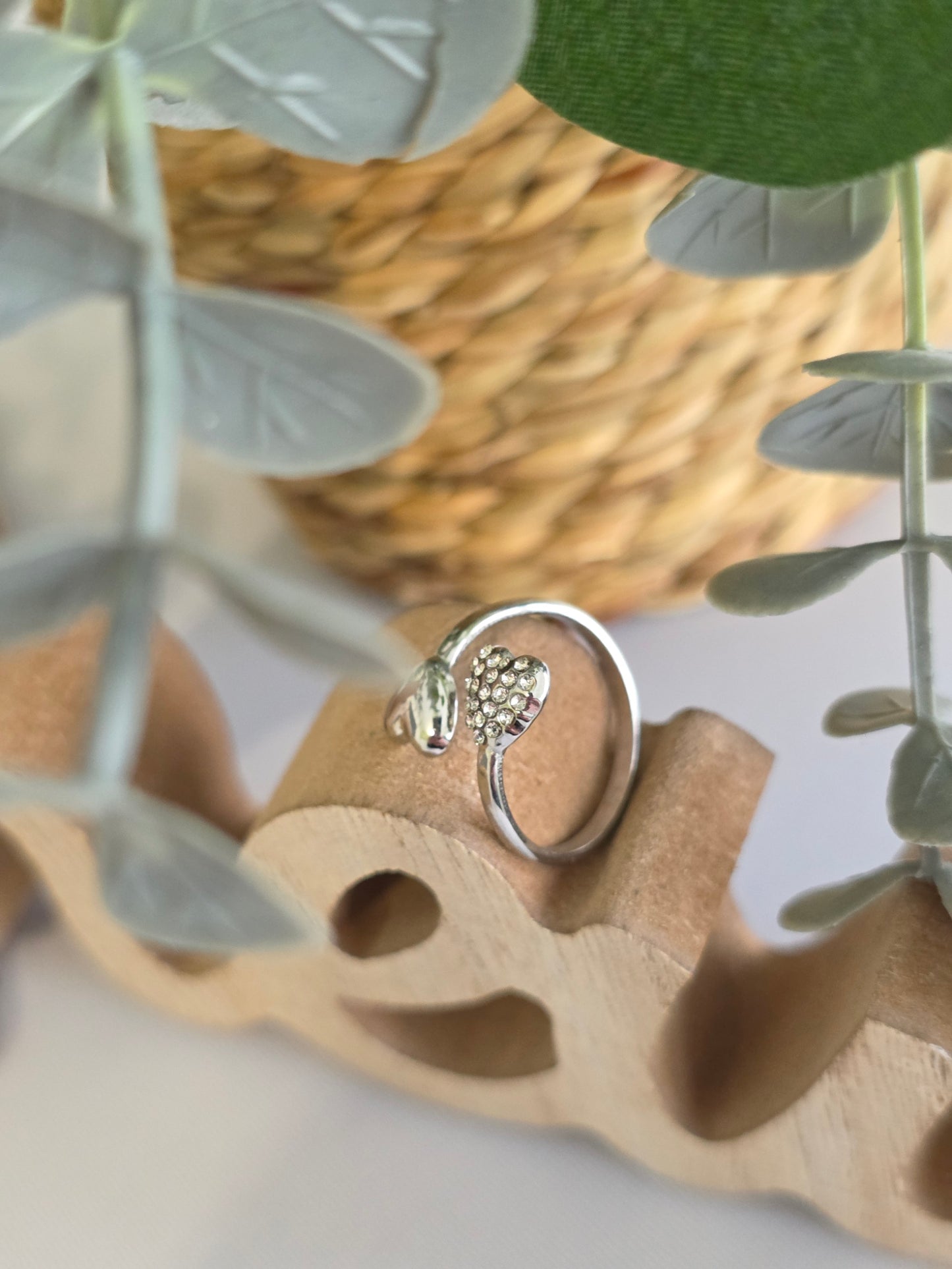 Nos Bagues Double Cœur Argenté