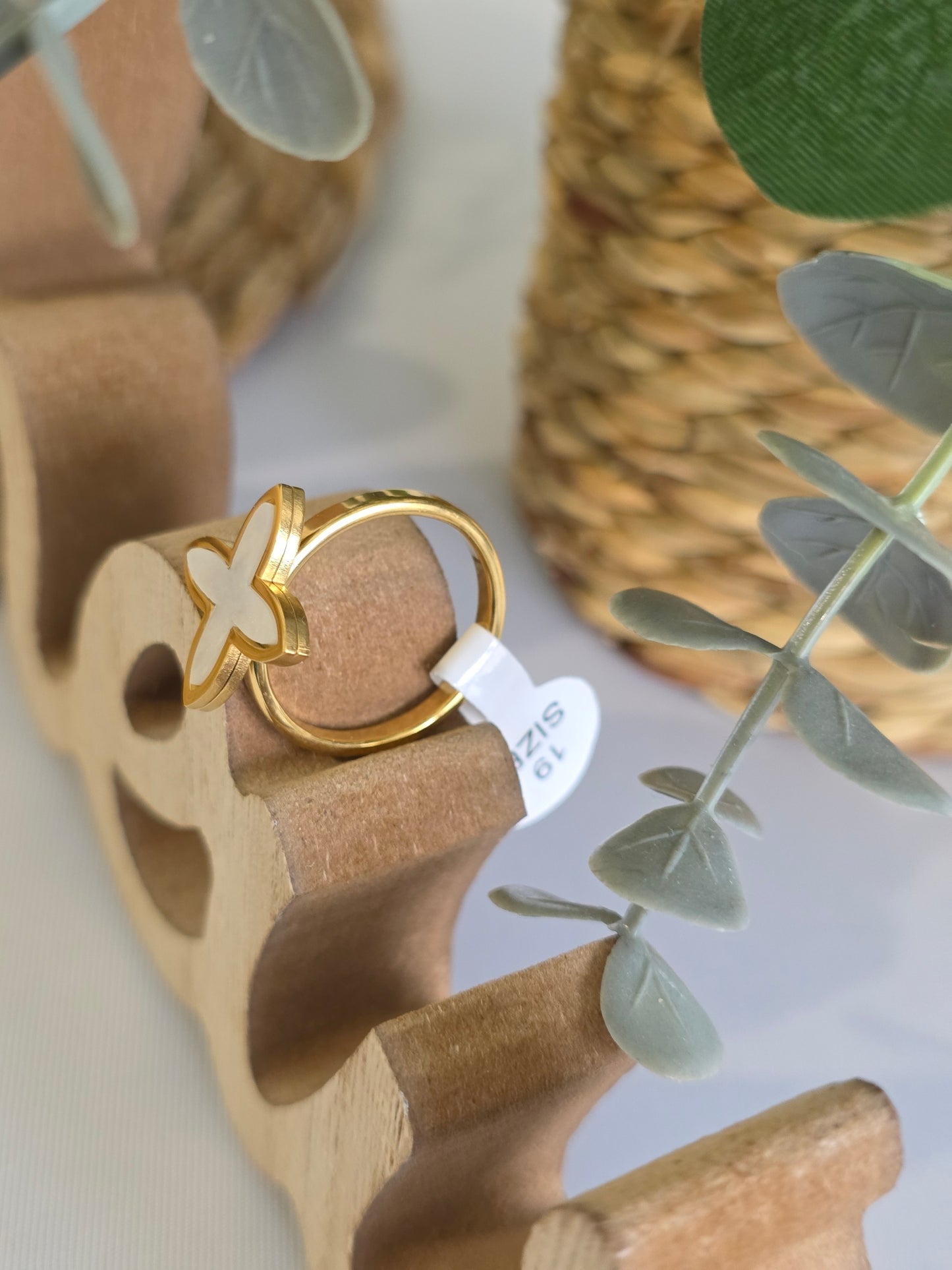 Nos Bagues Doré Croix Blanc