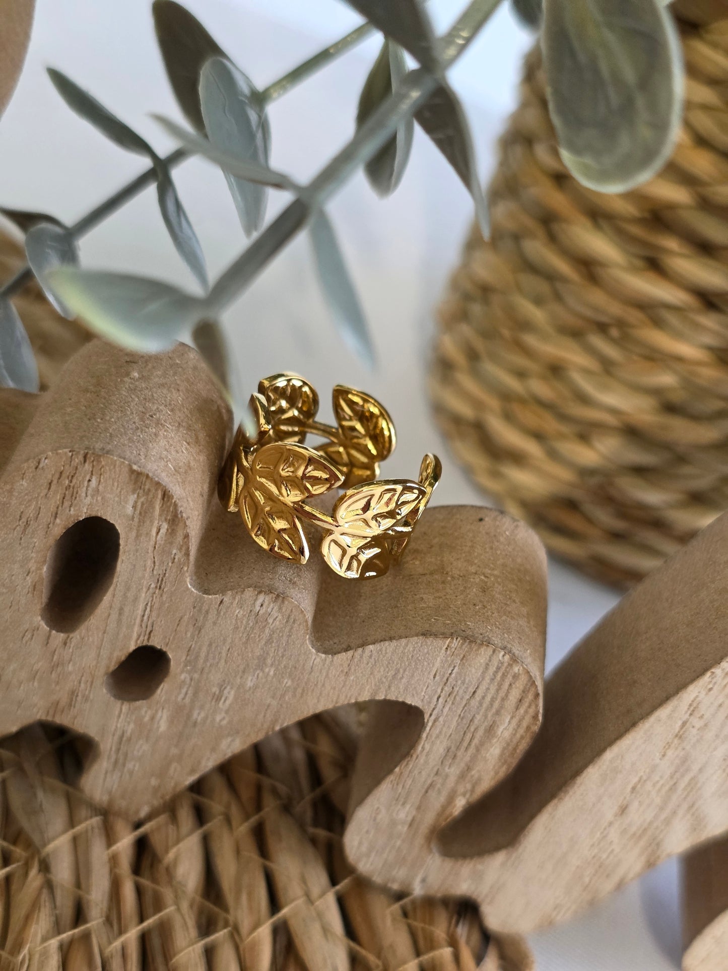 Nos Bagues Large Feuille Doré
