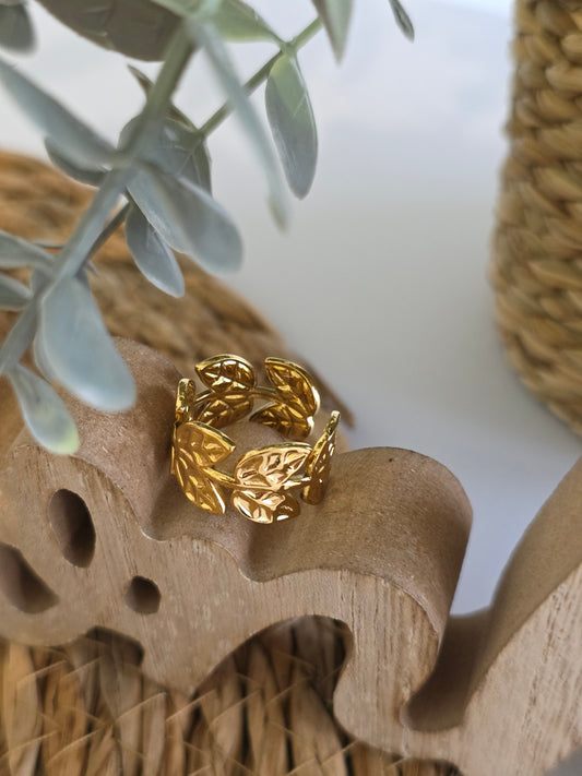 Nos Bagues Large Feuille Doré
