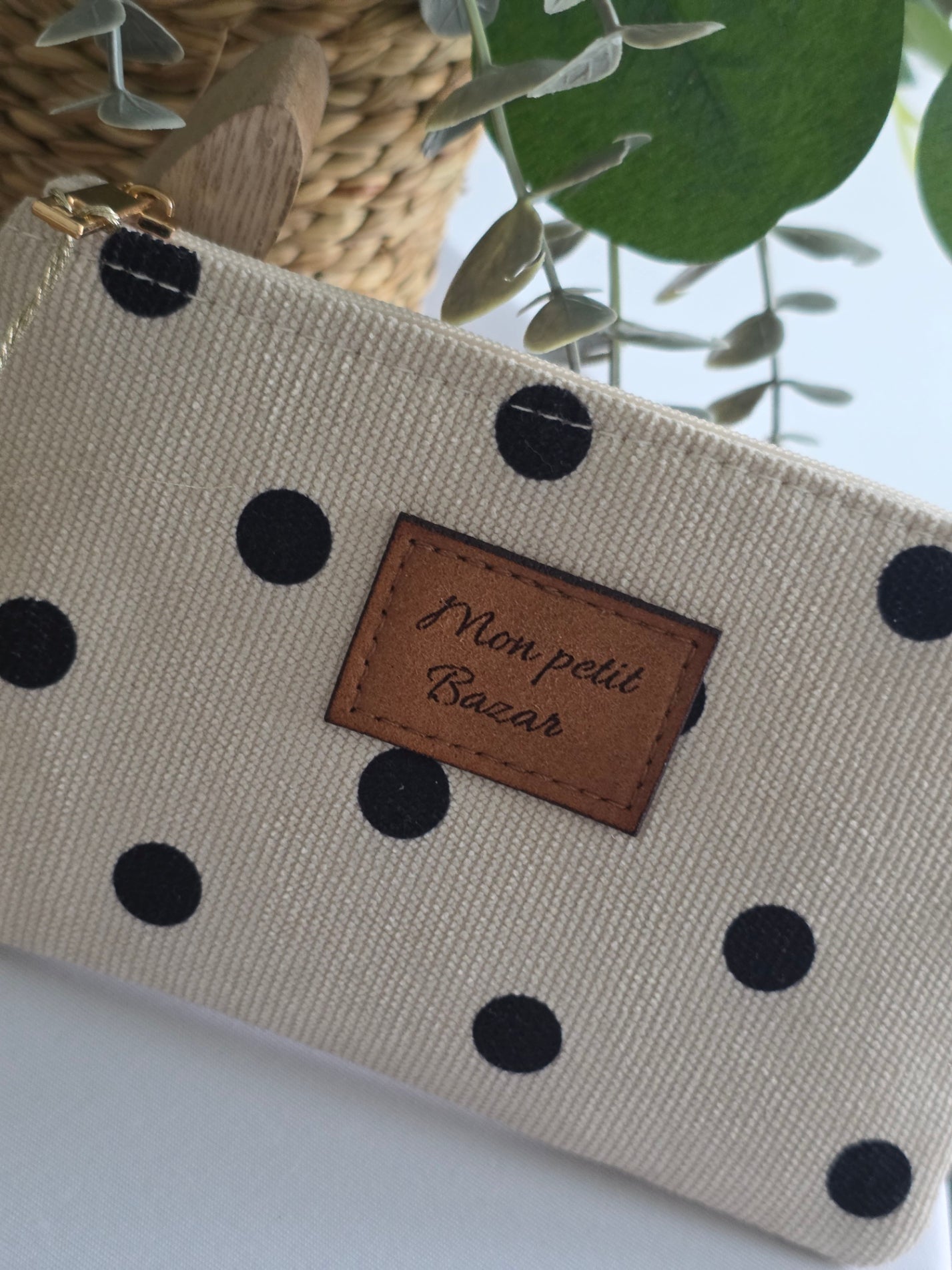 Pochette "Mon Petit Bazar" Beige à Petit Pois