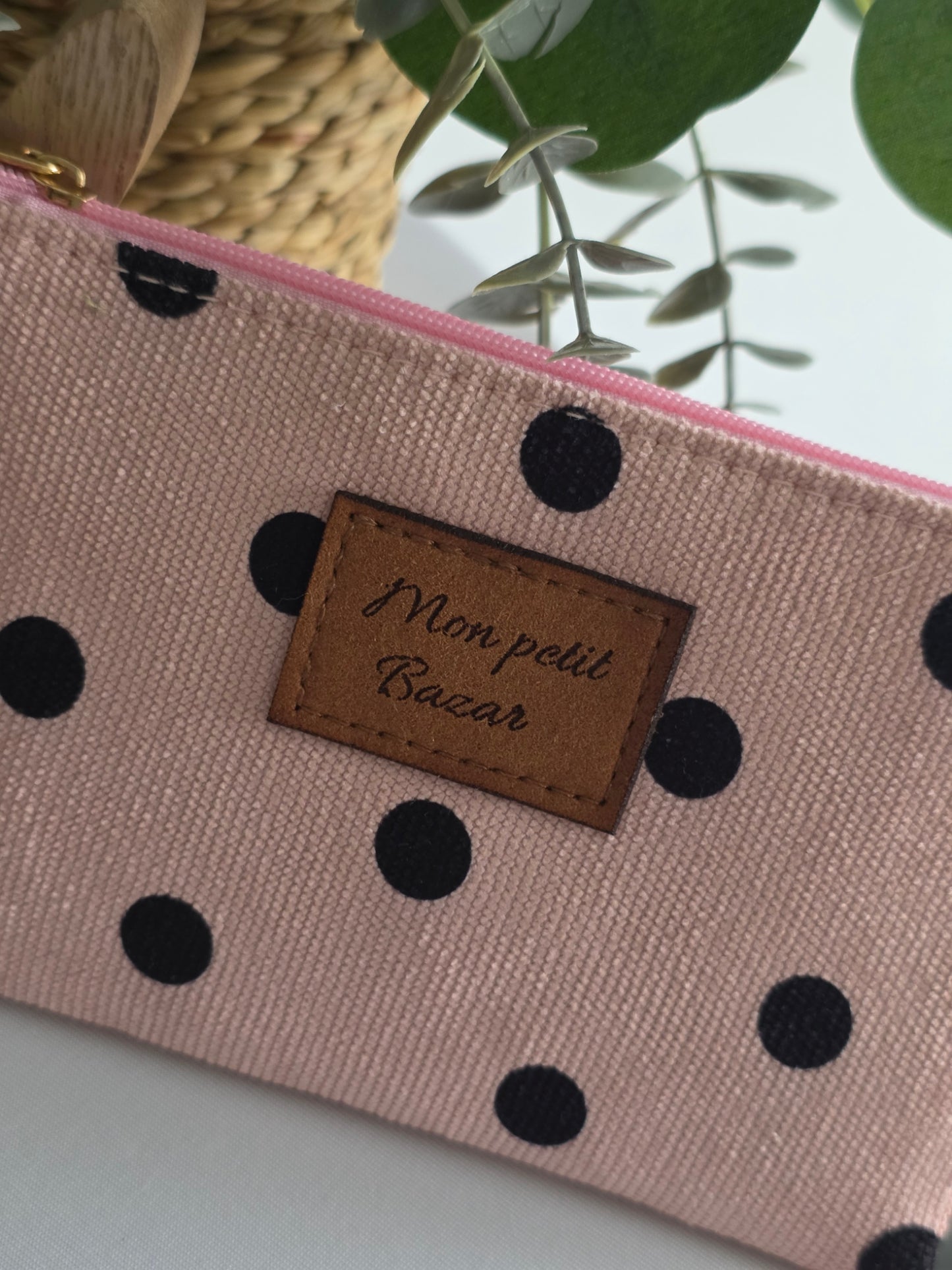 Pochette "Mon Petit Bazar" Rose à Petit Pois