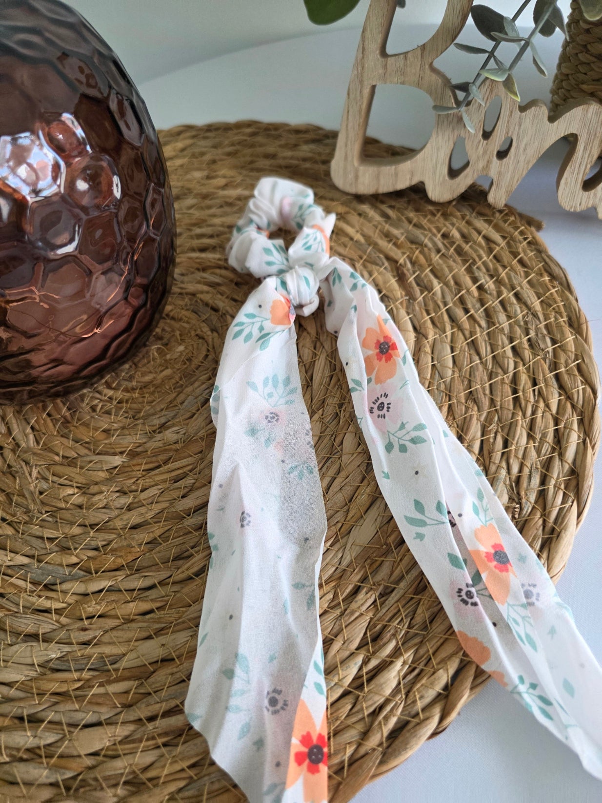 Le Chouchou Foulard Voile Floral Blanc