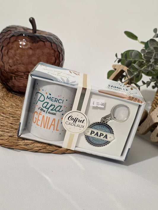 COFFRET MUG PORTE CLE "Merci Papa d'être aussi GENIAL"