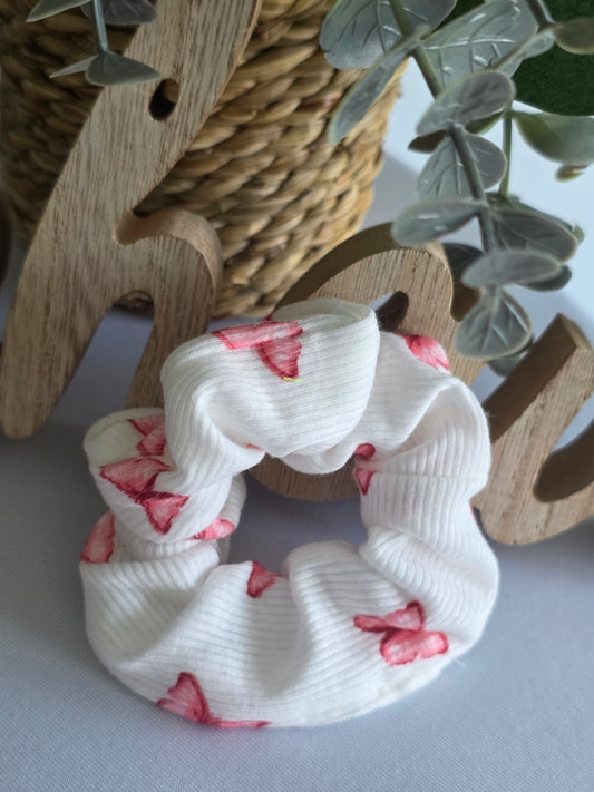 Chouchou Blanc Papillon Rose