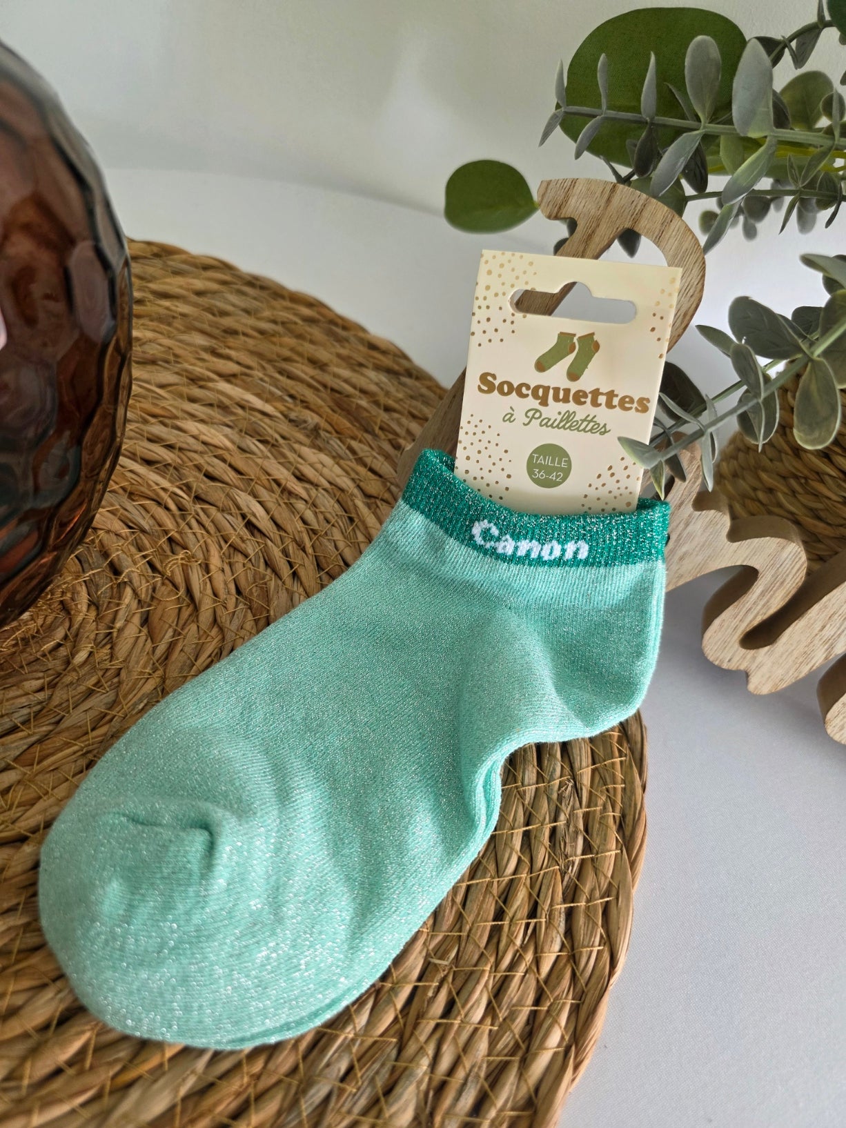 CANON - Socquette à Paillette Menthe