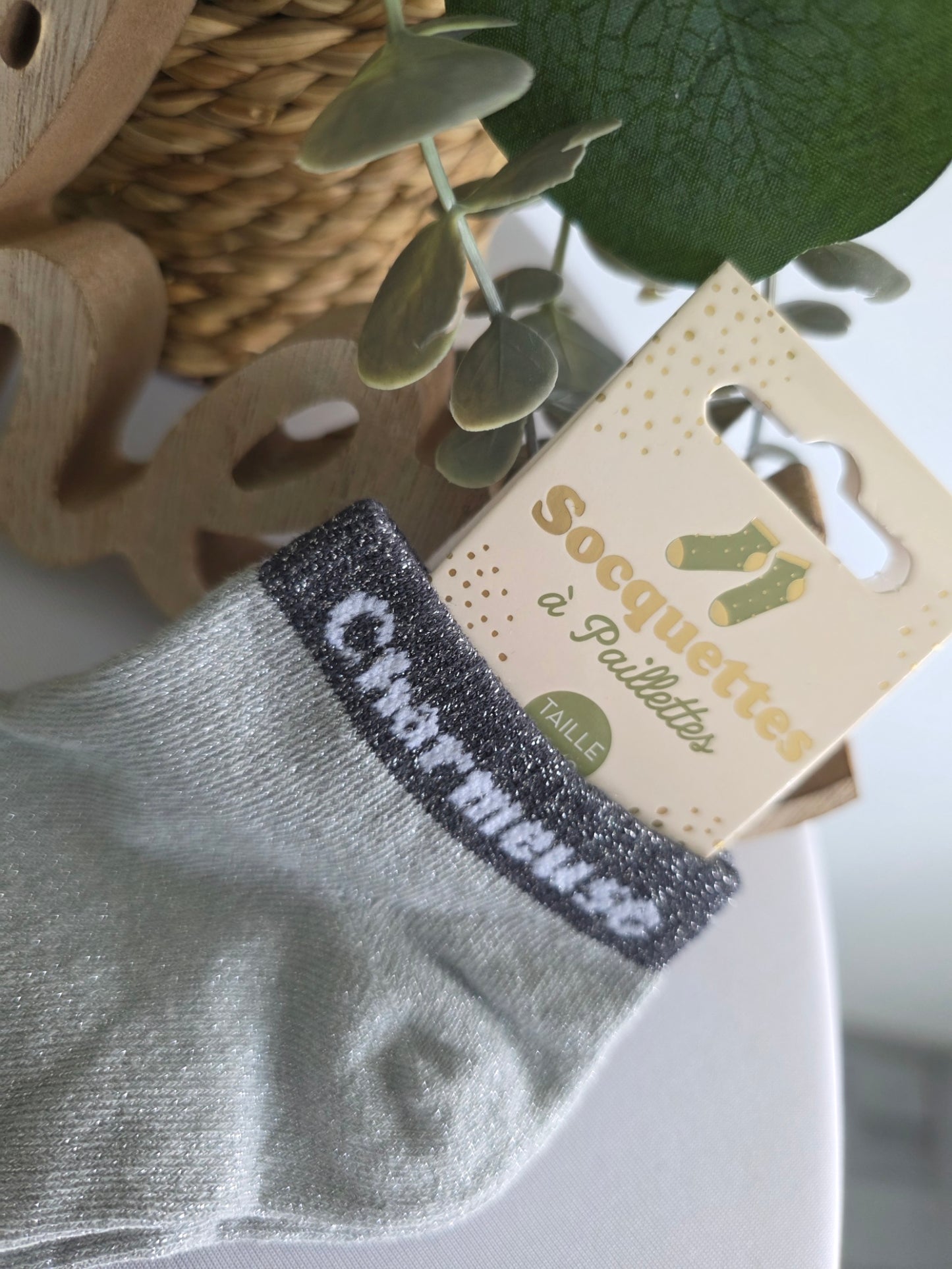 CHARMEUSE - Socquette à Paillette Gris Clair