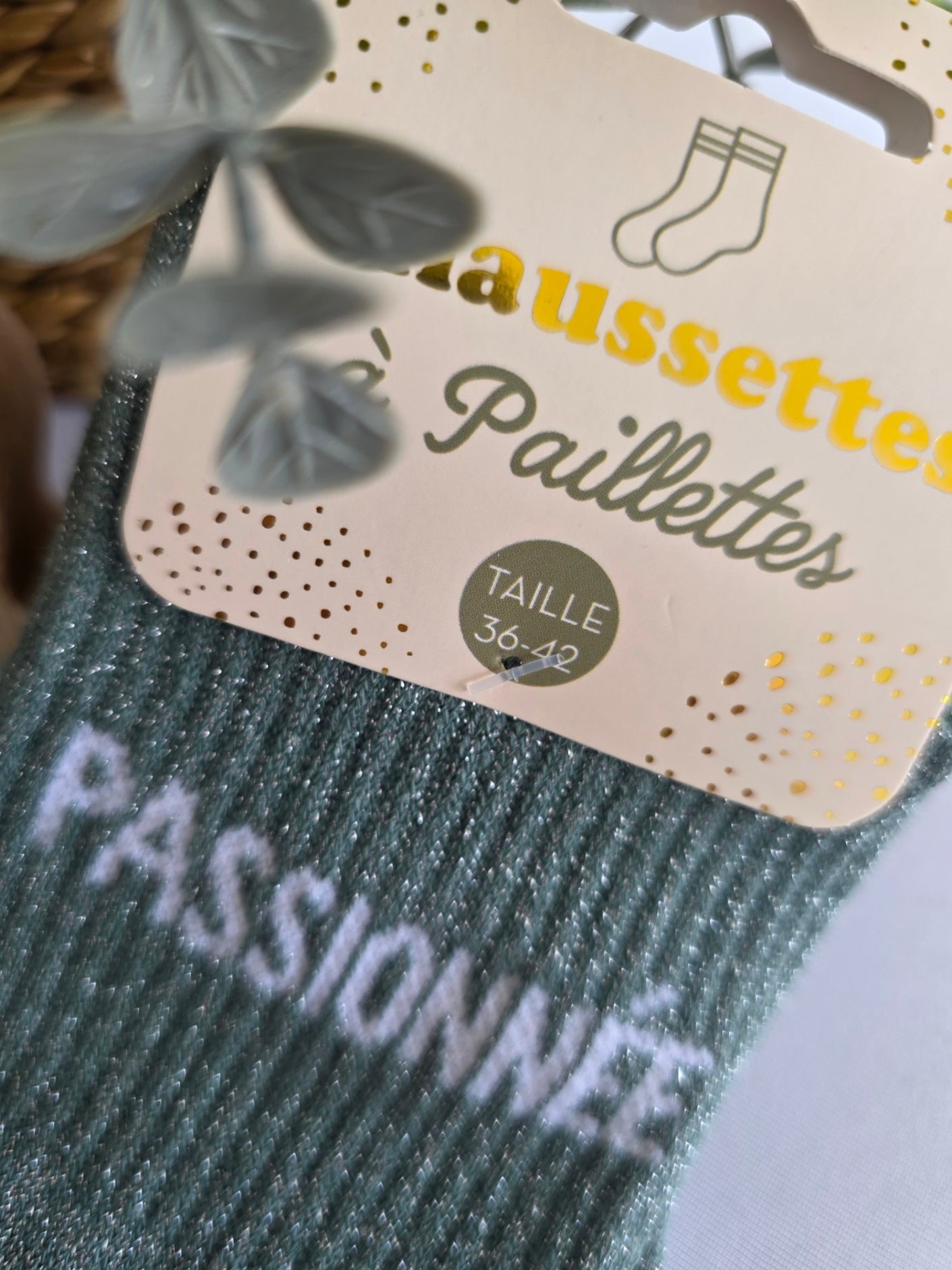 PASSIONNEE - Chaussette à Paillette Vert