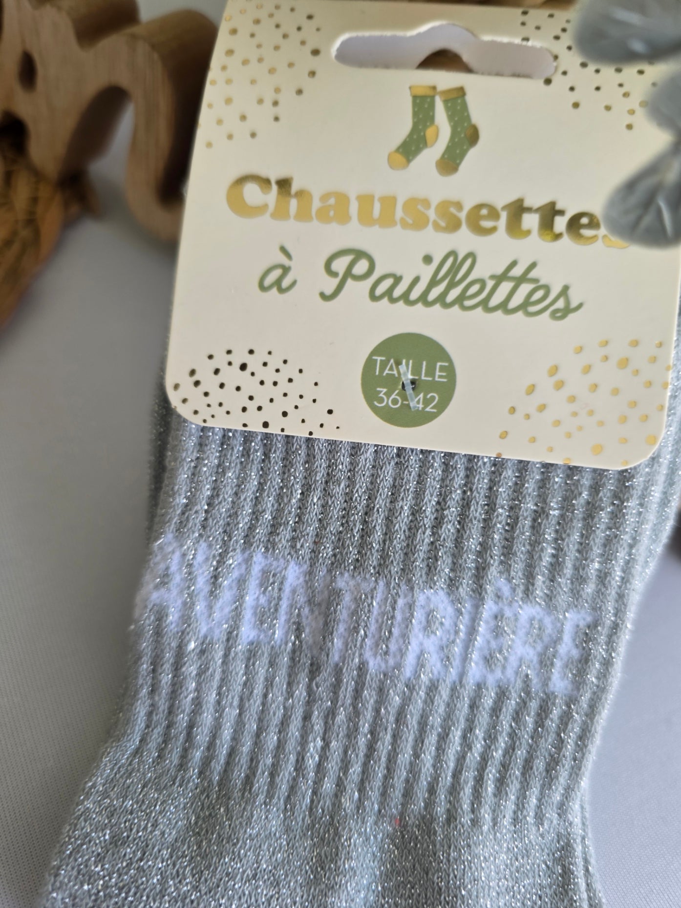 AVENTURIERE - Chaussette à Paillette Gris