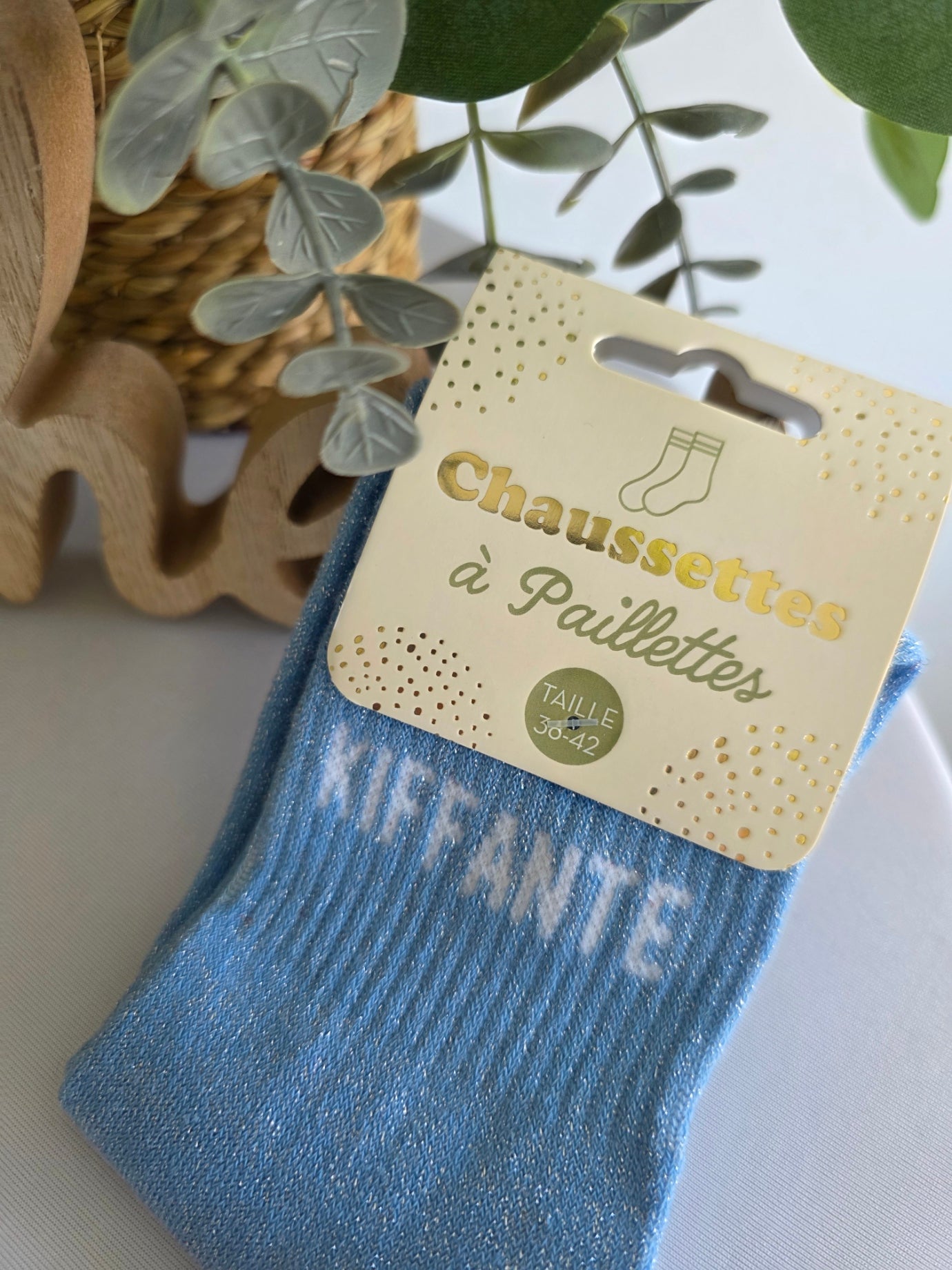 KIFFANTE - Chaussette à Paillette Bleu