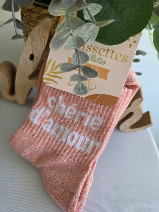CHERIE D'AMOUR - Chaussette à Paillette Corail