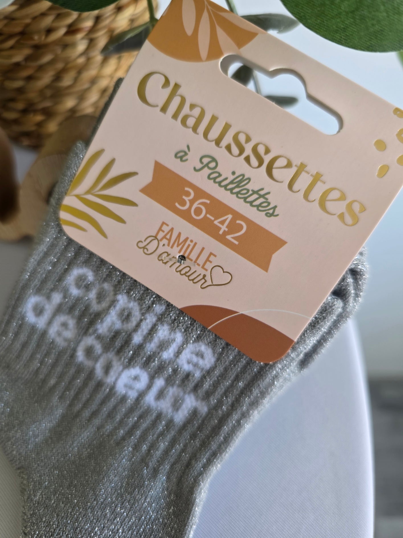 COPINE DE COEUR - Chaussette à Paillette Gris