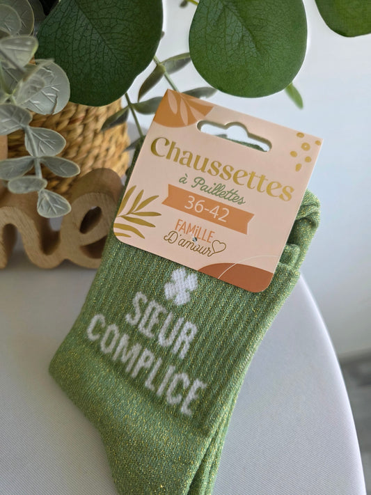 SOEUR COMPLICE - Chaussette à Paillette Vert