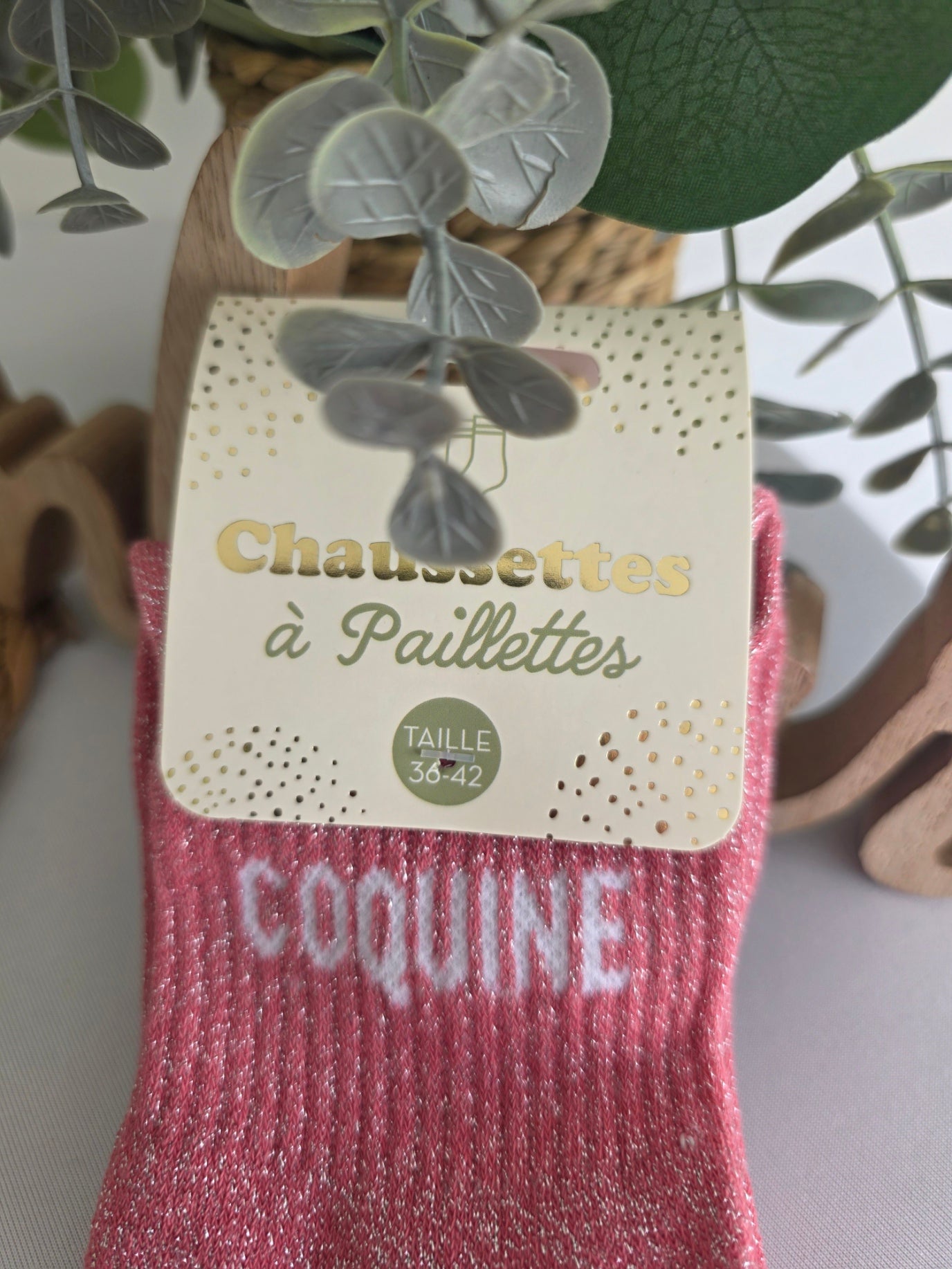 COQUINE - Chaussette à Paillette Rose