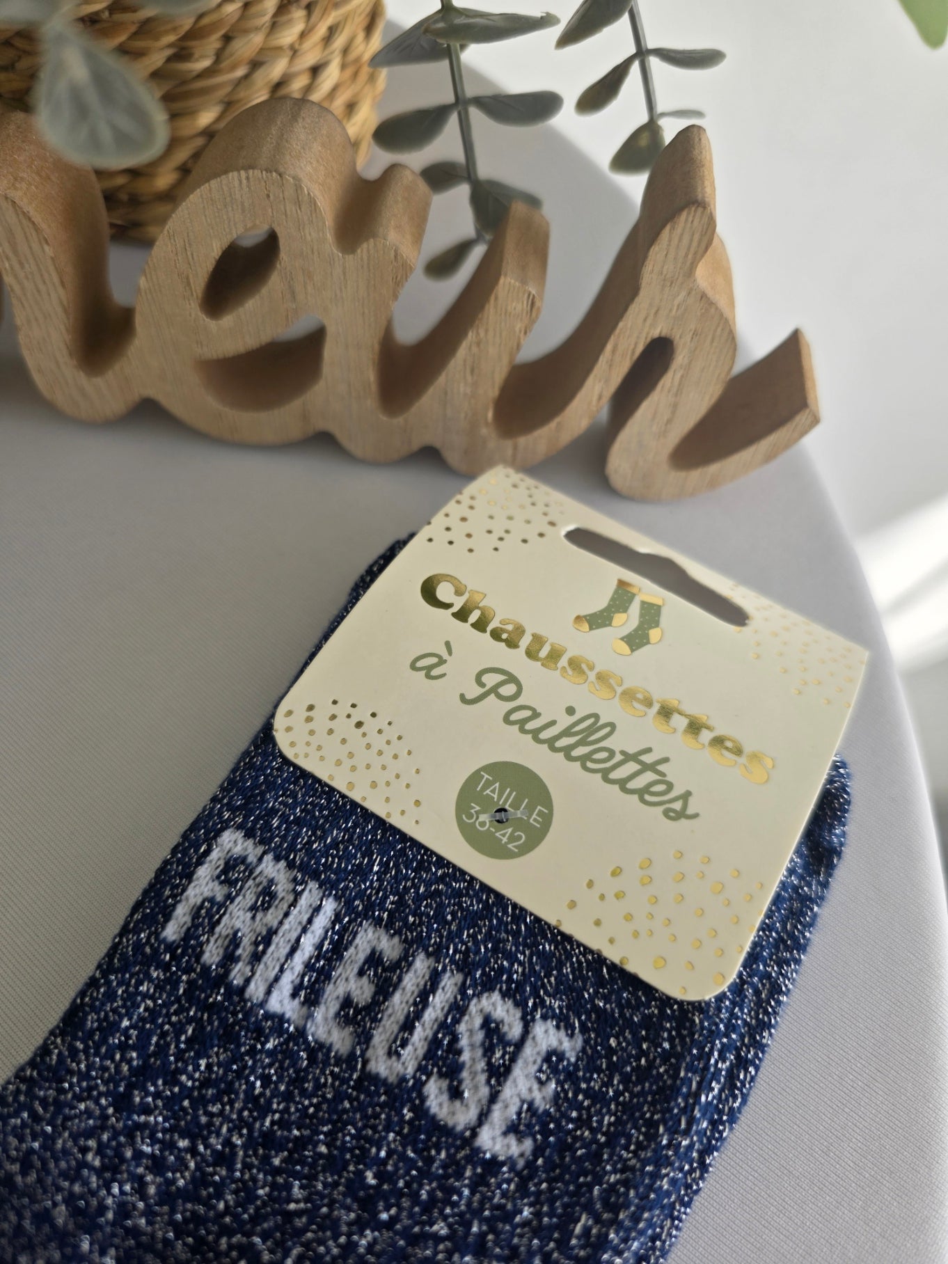 FRILEUSE - Chaussette à Paillette Bleu